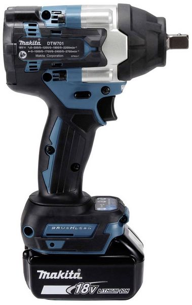 Produktbild: Makita DTW701RTJ Akku-Schlagschrauber 700 Nm 18 V Anzahl mitgelieferte Akkus 2 5 Ah inkl. 2. Akku, inkl. Ladeger&auml;t, inkl. Koffer