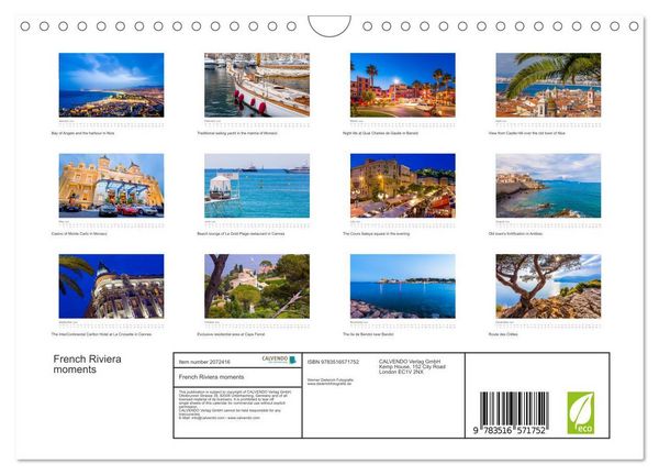 Produktbild: French Riviera moments (Wall Calendar 2026 DIN A4 landscape), CALVENDO 12 Month Wall Calendar