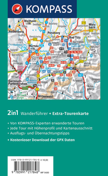 Produktbild: KOMPASS Wanderf&uuml;hrer Isarwinkel, Bad T&ouml;lz, Lenggries, Walchensee, 60 Touren mit Extra-Tourenkarte