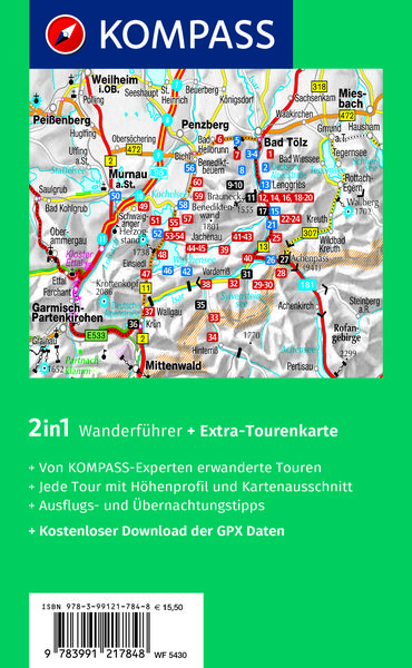 Produktbild: KOMPASS Wanderf&uuml;hrer Isarwinkel, Bad T&ouml;lz, Lenggries, Walchensee, 60 Touren