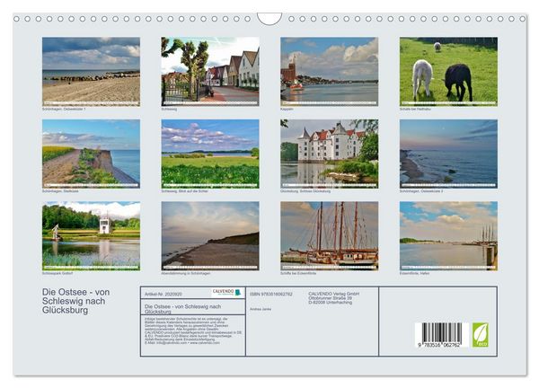 Produktbild: Die Ostsee - von Schleswig nach Gl&uuml;cksburg (Wandkalender 2026 DIN A3 quer), CALVENDO Monatskalender