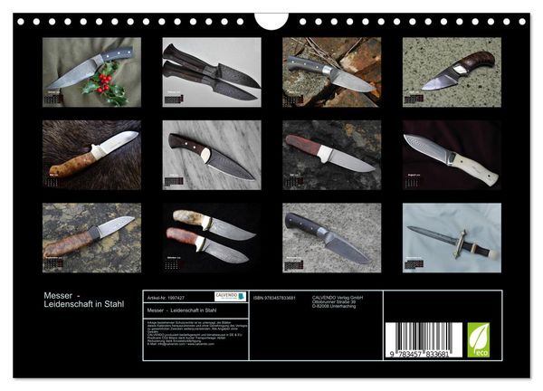 Produktbild: Messer - Leidenschaft in Stahl (Wandkalender 2026 DIN A4 quer), CALVENDO Monatskalender