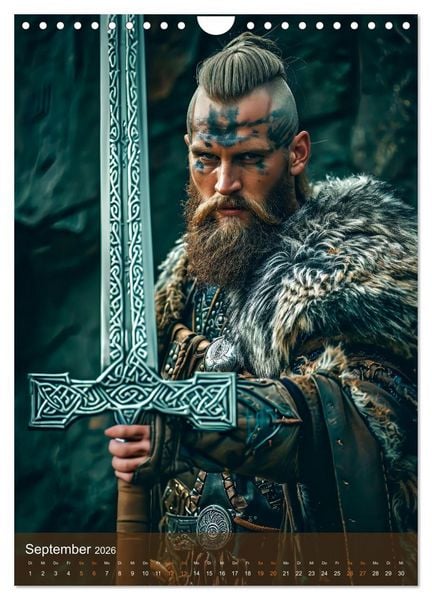 Produktbild: Wikinger - Fantasie Nordm&auml;nner mit Tattoo, Axt und Schwert (Wandkalender 2026 DIN A4 hoch), CALVENDO Monatskalender
