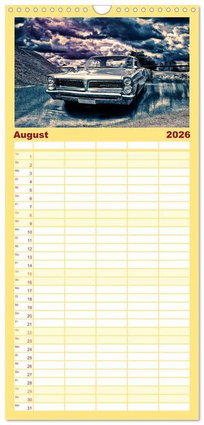 Produktbild: Familienplaner 2026 - American Automobile mit 5 Spalten (Wandkalender, 21 x 45 cm) CALVENDO