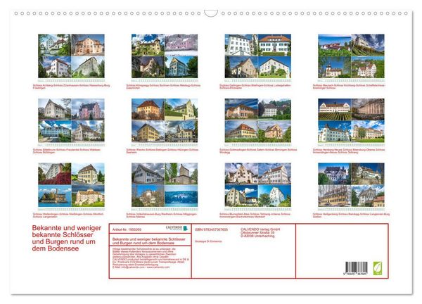 Produktbild: Bekannte und weniger bekannte Schl&ouml;sser und Burgen rund um dem Bodensee (Wandkalender 2026 DIN A2 quer), CALVENDO Monatskalender
