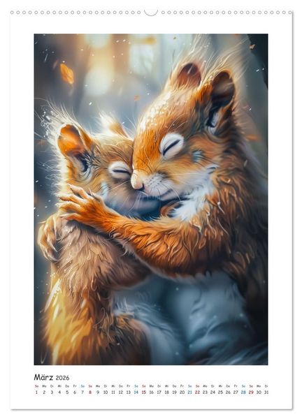 Produktbild: Lustige kleine Eichh&ouml;rnchen (Wandkalender 2026 DIN A2 hoch), CALVENDO Monatskalender