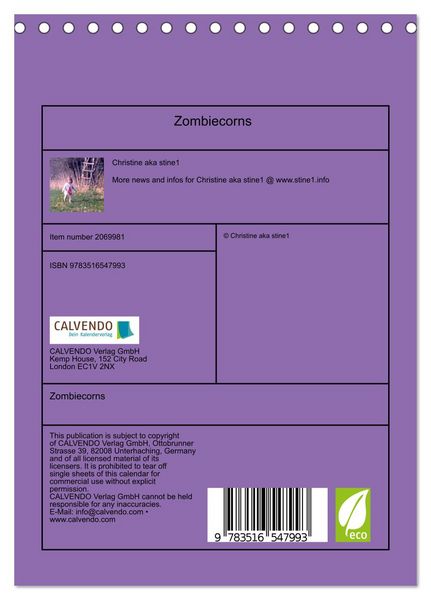 Produktbild: Zombiecorns (Desk Calendar 2026 DIN A5 portrait), CALVENDO 12 Month DeskCalendar