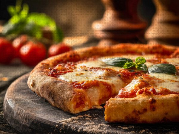Produktbild: CALVENDO Puzzle Pizza Margherita, Holzofen Genuss aus Italien | 1000 Teile Lege-Gr&ouml;&szlig;e 64x48cm Foto-Puzzle f&uuml;r gl&uuml;ckliche Stunden