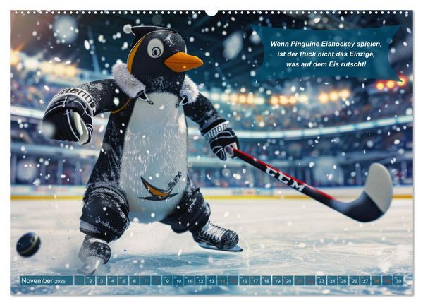 Produktbild: Der tierisch lustige Eishockey Kalender (Wandkalender 2026 DIN A2 quer), CALVENDO Monatskalender