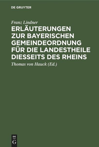 Produktbild: Erl&auml;uterungen zur Bayerischen Gemeindeordnung f&uuml;r die Landestheile diesseits des Rheins
