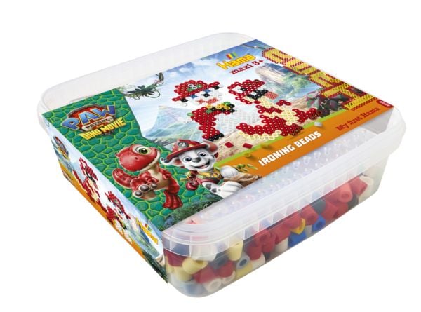 Produktbild: HAMA 8757 - My first Hama, B&uuml;gelperlen Maxi3+, Paw Patrol Dino Movie, Box mit ca. 600 St&uuml;ck, Stiftplatte und Zubeh&ouml;r