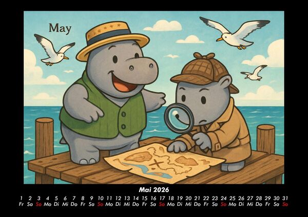 Produktbild: Sash & Sashito - Detektivmission durchs Jahr 2026 Fotokalender DIN A3