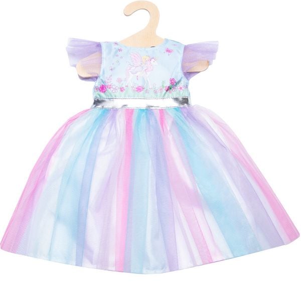 Produktbild: Puppen-Kleid Fee und Einhorn mit silberner Krone, Gr. 28-35 cm