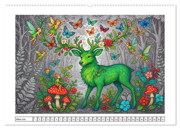 Produktbild: Fabelhafte Mystikwesen (hochwertiger Premium Wandkalender 2026 DIN A2 quer), Kunstdruck in Hochglanz