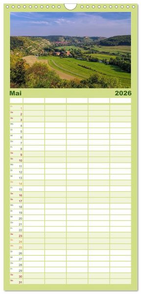 Produktbild: Familienplaner 2026 - Saale-Unstrut - Region aus Wein und Stein mit 5 Spalten (Wandkalender, 21 x 45 cm) CALVENDO