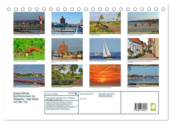 Produktbild: Eckernf&ouml;rde. Eichh&ouml;rnchen im Wappen - das Meer vor der T&uuml;r (Tischkalender 2026 DIN A5 quer), CALVENDO Monatskalender