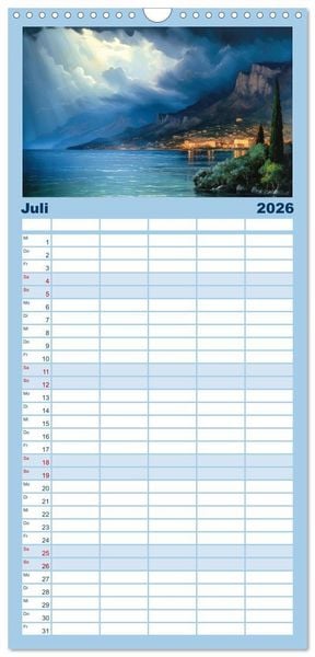 Produktbild: Familienplaner 2026 - Lieblingssee mit 5 Spalten (Wandkalender, 21 x 45 cm) CALVENDO