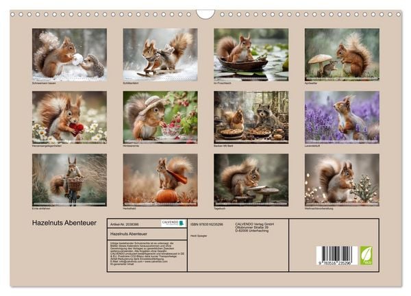 Produktbild: Hazelnuts Abenteuer (Wandkalender 2026 DIN A3 quer), CALVENDO Monatskalender