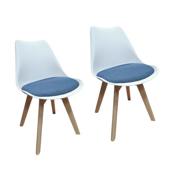 Produktbild: HTI-Living Stuhl Atlanta Wei&szlig;/Webstoff Blau 2er-Set Stuhl Atlanta Wei&szlig;/Webstoff Blau 2er-Set