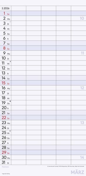 Produktbild: Superplaner L 2026 5 Spalten - Familien-Timer 22x45 cm - Offset-Papier - mit Ferienterminen - Wand-Planer - Familienkalender - Alpha Edition