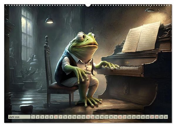 Produktbild: Frosch Konzert (hochwertiger Premium Wandkalender 2026 DIN A2 quer), Kunstdruck in Hochglanz