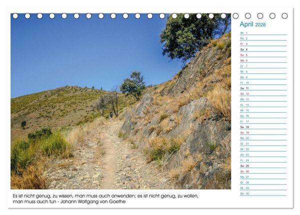 Produktbild: Mein Weg nach Santiago de Compostela mit Zitaten (Tischkalender 2026 DIN A5 quer), CALVENDO Monatskalender