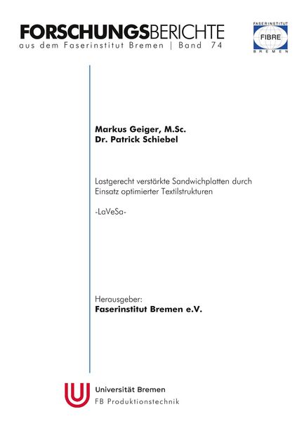 Produktbild: Forschungsberichte aus dem Faserinstitut Bremen | Band 74