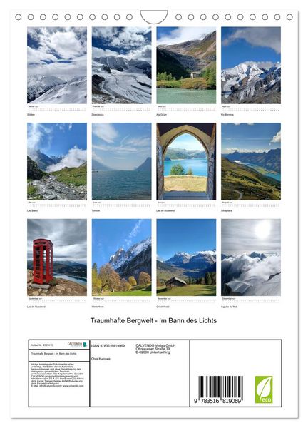Produktbild: Traumhafte Bergwelt - Im Bann des Lichts (Wandkalender 2027 DIN A4 hoch), CALVENDO Monatskalender