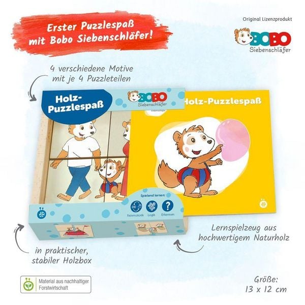 Produktbild: Tr&ouml;tsch Bobo Siebenschl&auml;fer Erster Puzzlespa&szlig; Holzpuzzle