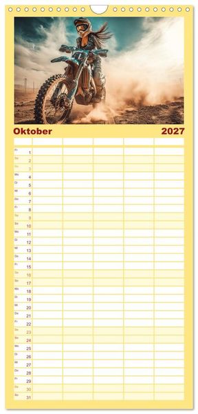 Produktbild: Familienplaner 2027 - Schnelle Bikes und Starke Frauen mit 5 Spalten (Wandkalender, 21 x 45 cm) CALVENDO