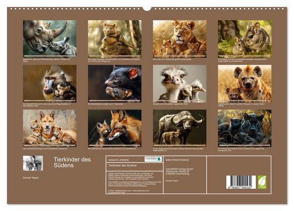 Produktbild: Tierkinder des S&uuml;dens (hochwertiger Premium Wandkalender 2026 DIN A2 quer), Kunstdruck in Hochglanz