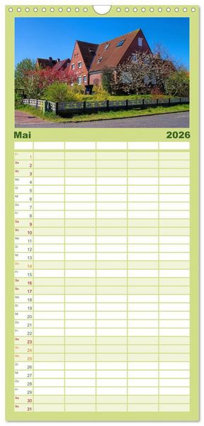 Produktbild: Familienplaner 2026 - Langeoog - Sch&ouml;nste Insel Ostfrieslands mit 5 Spalten (Wandkalender, 21 x 45 cm) CALVENDO