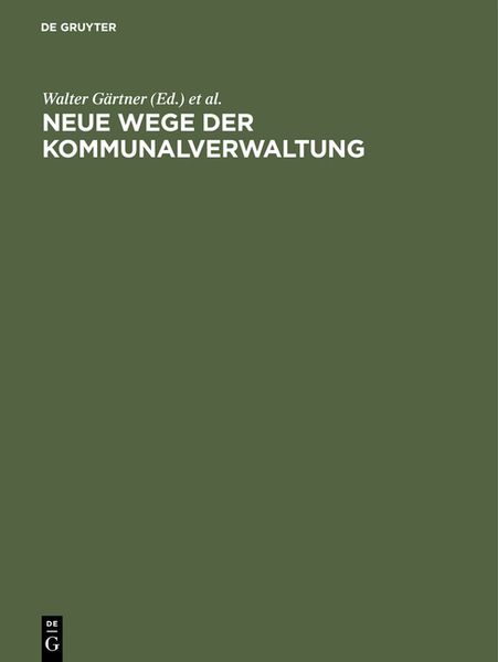 Produktbild: Neue Wege der Kommunalverwaltung