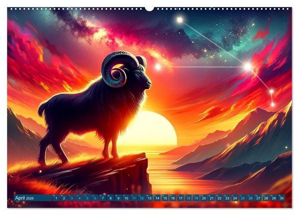 Produktbild: Kosmische Sinfonie: Der Tanz der Sternzeichen (Wandkalender 2026 DIN A2 quer), CALVENDO Monatskalender