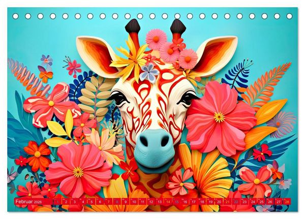 Produktbild: GIRAFFEN - Modern Art (Tischkalender 2026 DIN A5 quer), CALVENDO Monatskalender