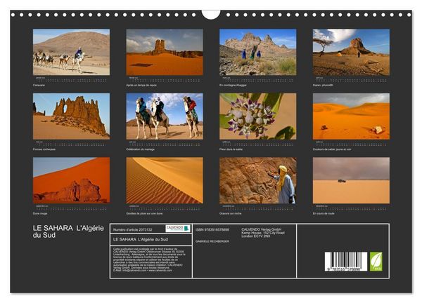 Produktbild: LE SAHARA L'Alg&eacute;rie du Sud (Calendrier mural 2026 DIN A3 vertical), CALVENDO calendrier mensuel