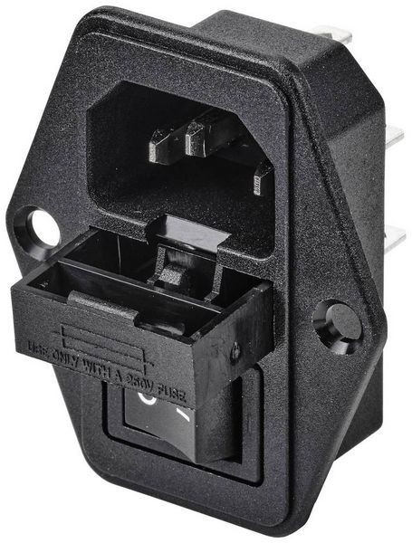 Produktbild: TRU COMPONENTS TC-10088400 Kaltger&auml;te-Steckverbinder C14 Stecker, Einbau vertikal Gesamtpolzahl: 3 10 A Schwarz 1 St.