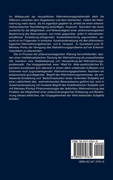 Produktbild: Das Wahrnehmungsproblem und seine Verwandlung in ph&auml;nomenologischer Einstellung