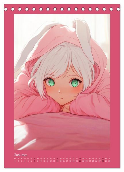 Produktbild: Zauberhafte Momente. Rosa Tr&auml;ume im Manga-Stil (Tischkalender 2026 DIN A5 hoch), CALVENDO Monatskalender