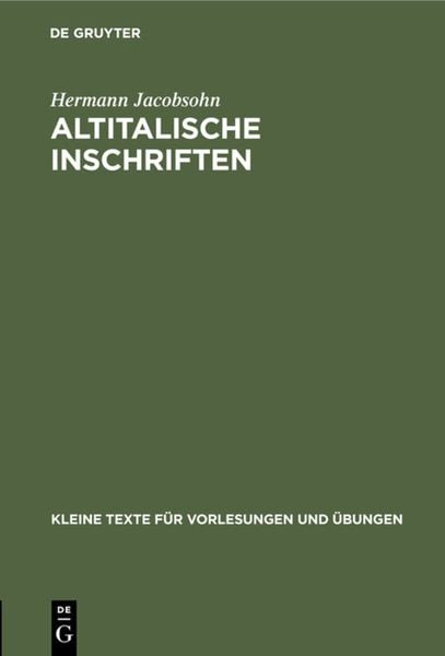 Produktbild: Altitalische Inschriften