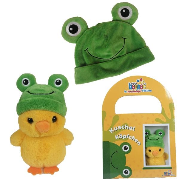 Heunec 512078 - Kuschelköpfchen Set Ente & Mütze, Ente 13cm/Mütze 52cm, Plüsch