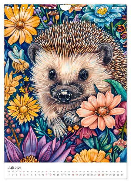 Produktbild: Tierkinder - Niedliche illustrierte Wildtiere in Wald und Flur (Wandkalender 2026 DIN A4 hoch), CALVENDO Monatskalender