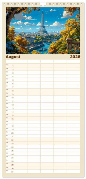 Produktbild: Familienplaner 2026 - Reisest&auml;dte Europas mit 5 Spalten (Wandkalender, 21 x 45 cm) CALVENDO
