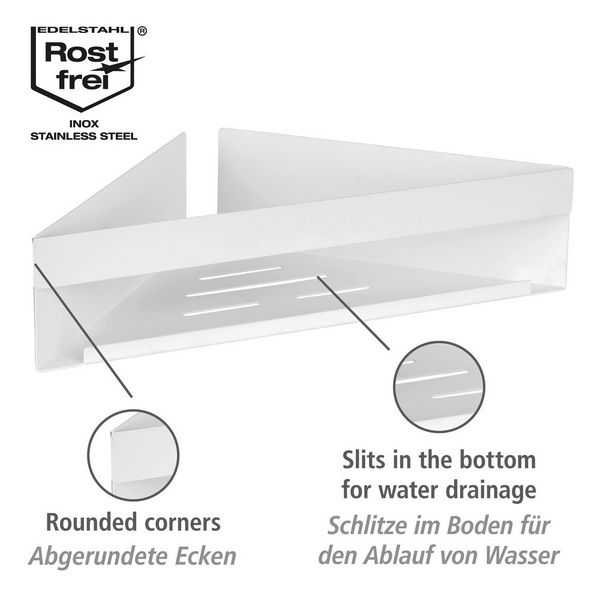 Produktbild: Turbo-Loc&reg; Eckablage Mod. Genova White matt, Befestigen ohne Bohren mit Spezial-Klebepad
