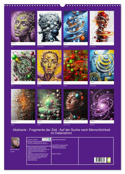 Produktbild: Abstracts - Fragmente der Zeit - Auf der Suche nach Menschlichkeit im Datenstrom (Wandkalender 2027 DIN A2 hoch), CALVENDO Monatskalender