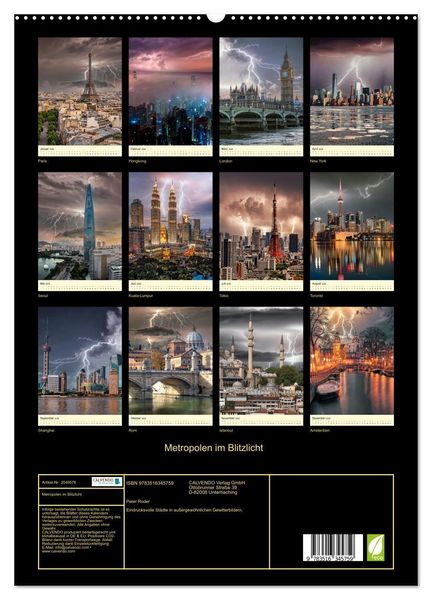 Produktbild: Metropolen im Blitzlicht (hochwertiger Premium Wandkalender 2026 DIN A2 hoch), Kunstdruck in Hochglanz