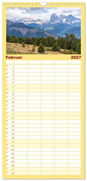 Produktbild: Familienplaner 2027 - S&uuml;dtirol - Von Meran bis zum Pragser Wildsee mit 5 Spalten (Wandkalender, 21 x 45 cm) CALVENDO