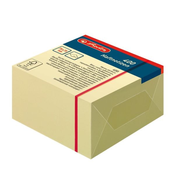 Produktbild: Herlitz Haftnotizblock 75x75mm 400 Blatt gelb