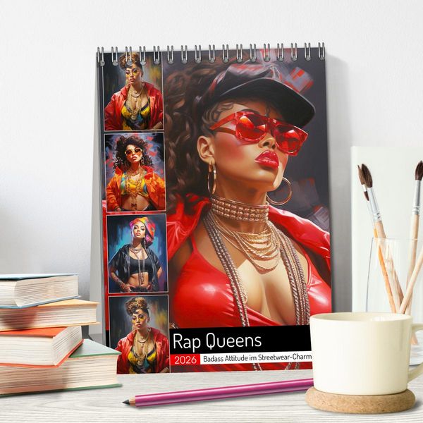 Produktbild: Rap Queens. Badass Attitude im Streetwear-Charme (Tischkalender 2026 DIN A5 hoch), CALVENDO Monatskalender