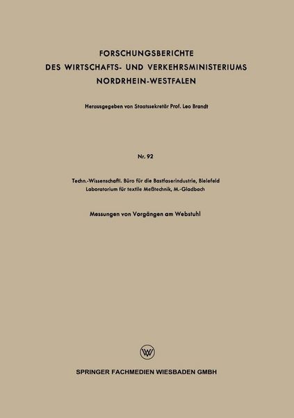 Produktbild: Forschungsberichte des Wirtschafts- und Verkehrsministeriums Nordrhein-Westfalen